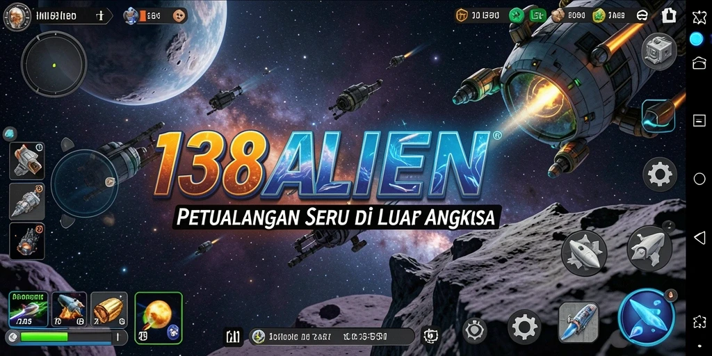 Tangkapan layar gameplay <strong>138ALIEN</strong> menunjukkan dunia luar angkasa yang indah.