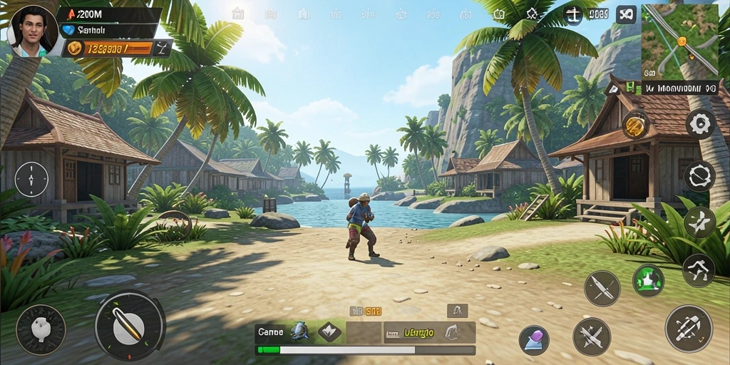 Tampilan gameplay A200M yang ceria dan penuh warna.