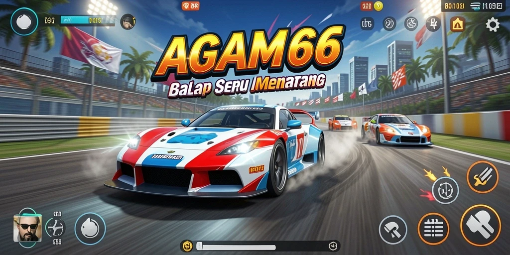 Gameplay seru AGAM66 saat balapan di lintasan yang menantang.