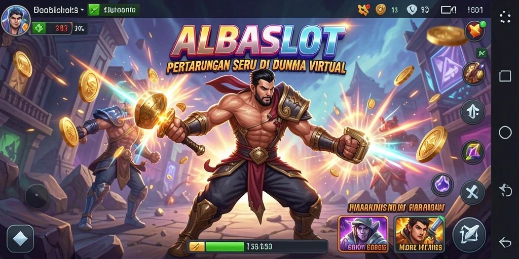 Screenshot gameplay <strong>ALBASLOT</strong> menampilkan aksi pertarungan yang menegangkan.