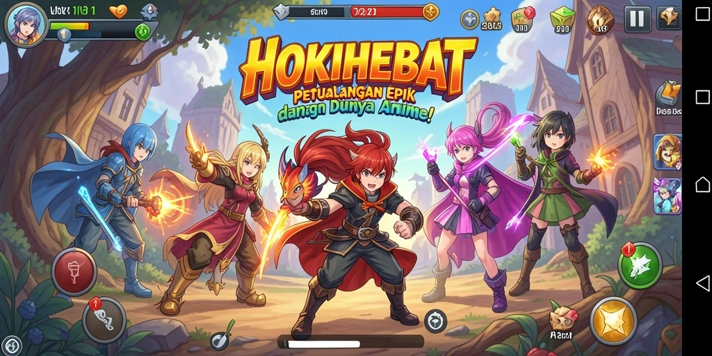 Tampilan gameplay menarik dari HOKIHEBAT dengan karakter anime.