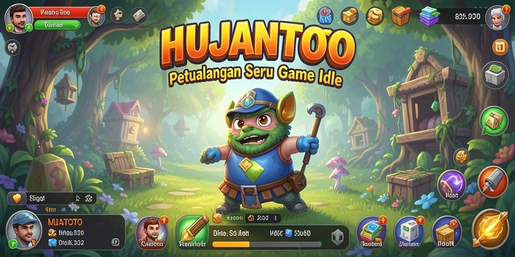 Tampilan gameplay Idle HUJANTOTO dengan karakter dan strategi menarik.