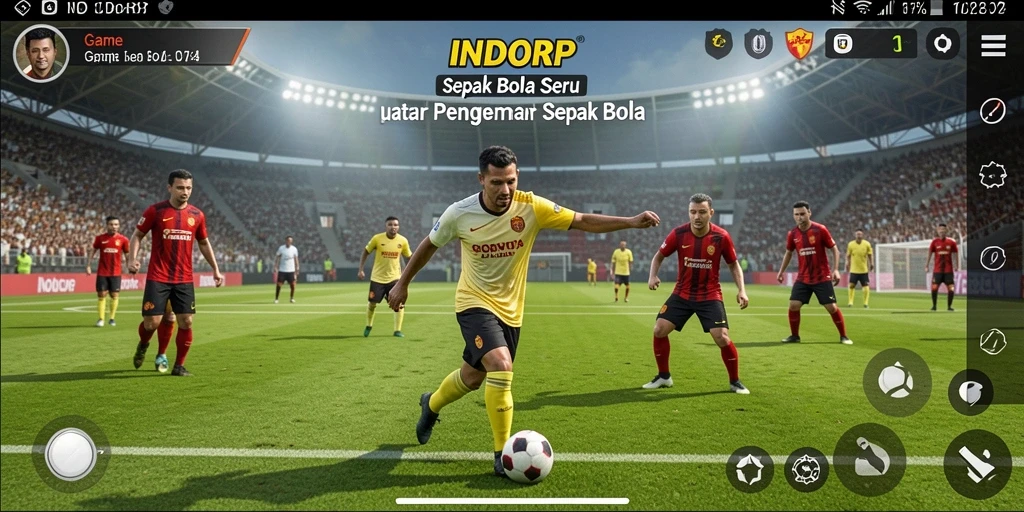 Tampilan gameplay menegangkan di lapangan sepak bola.