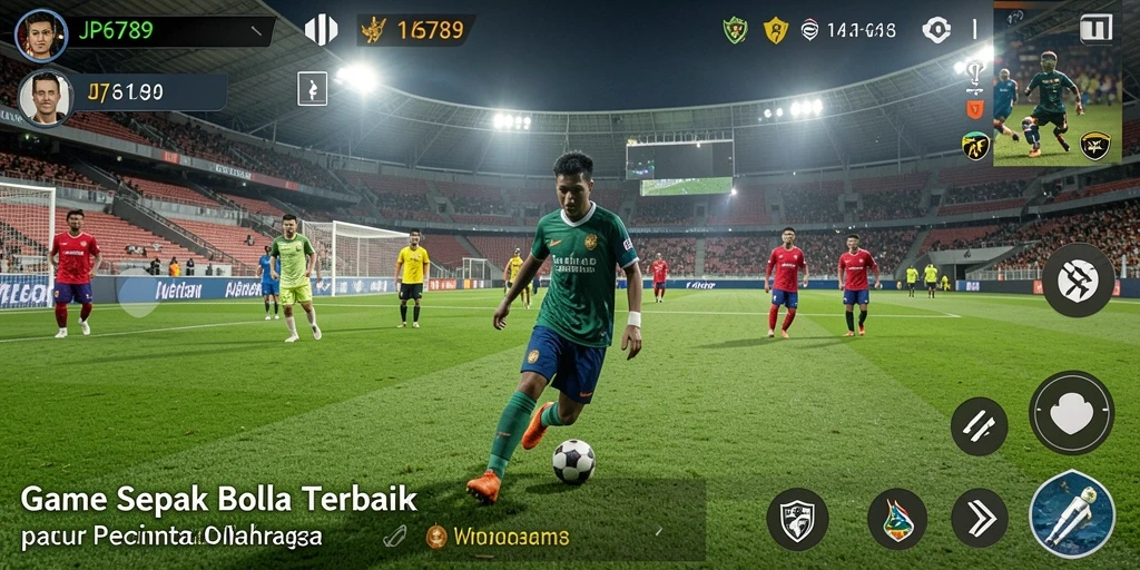 Screenshot gameplay JP6789 menampilkan pertarungan sengit di lapangan sepak bola.