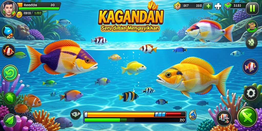Tampilan gameplay seru KAGANDAN dengan aksi Tembak Ikan yang menegangkan.