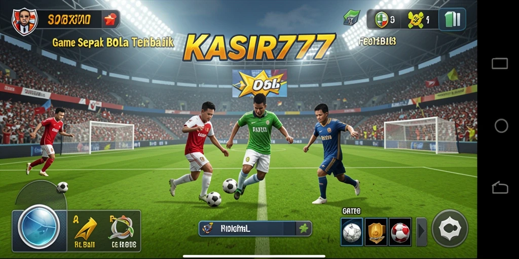 Screenshot KASIR777 menunjukkan aksi seru di lapangan sepak bola.