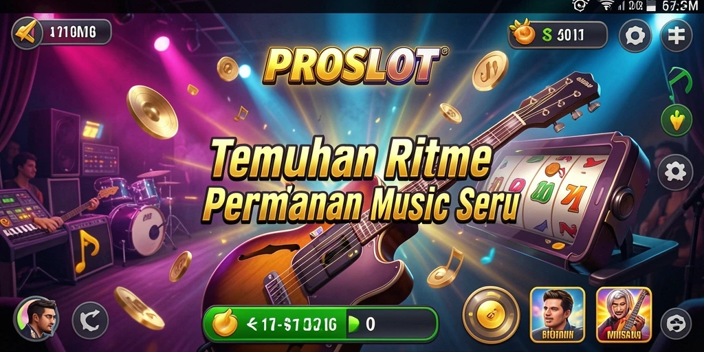 Screenshot gameplay PROSLOT menampilkan aksi musik yang dinamis dan menarik.