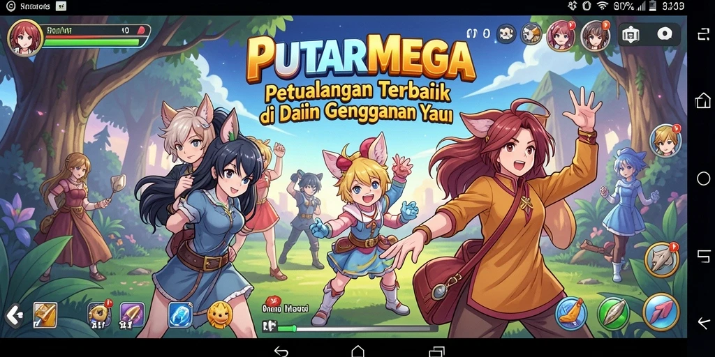 Tampilan gameplay PUTARMEGA yang memukau dengan karakter Anime yang ikonik.