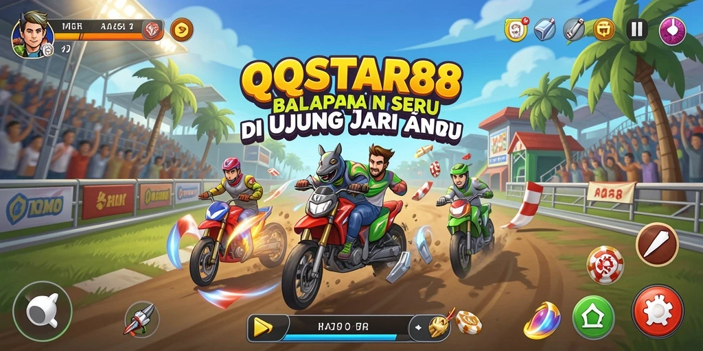 Gameplay seru QQSTAR88 dengan mobil balap yang memukau.