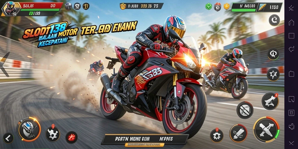 Screenshot menunjukkan momen balapan seru di SLOT138.