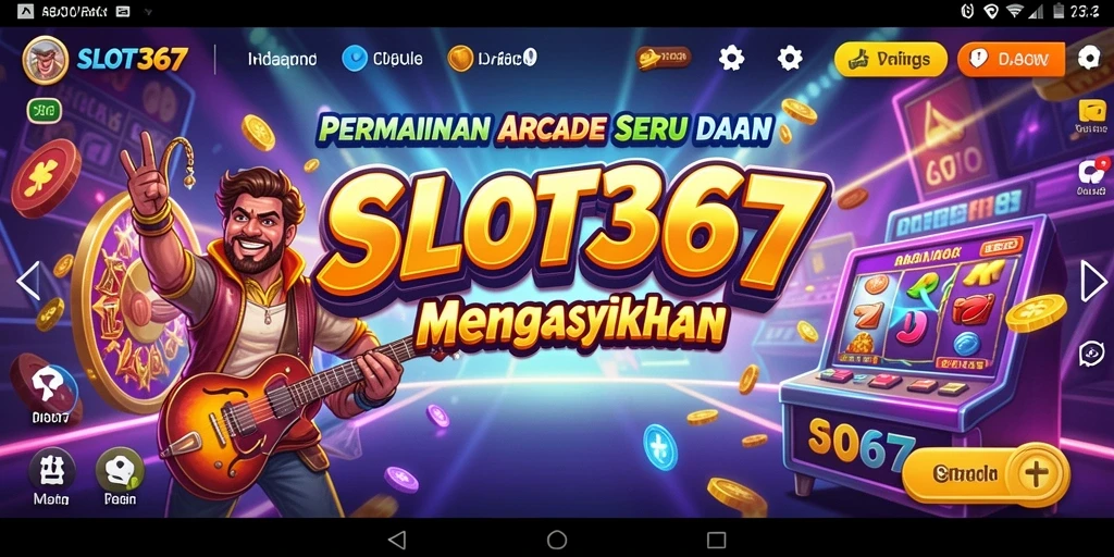 Screenshot menunjukkan gameplay intens dan penuh warna dari permainan Arcade.