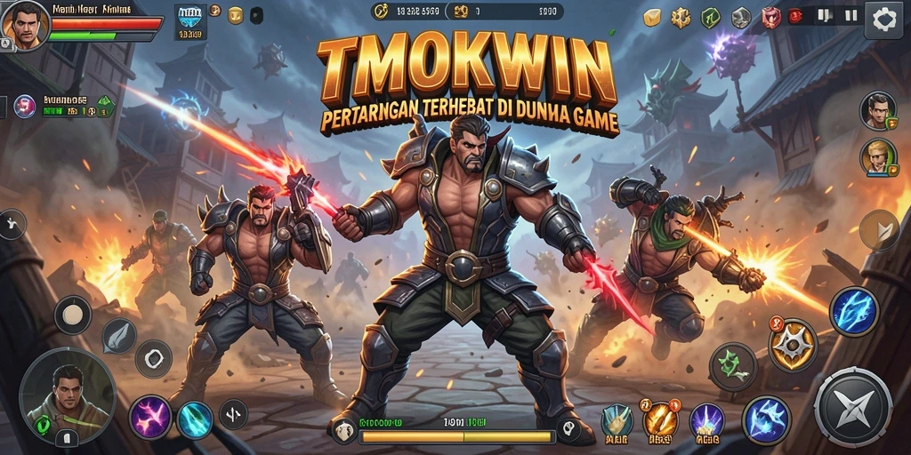 Screenshot gameplay TMOKWIN menunjukkan aksi pertarungan yang mendebarkan.